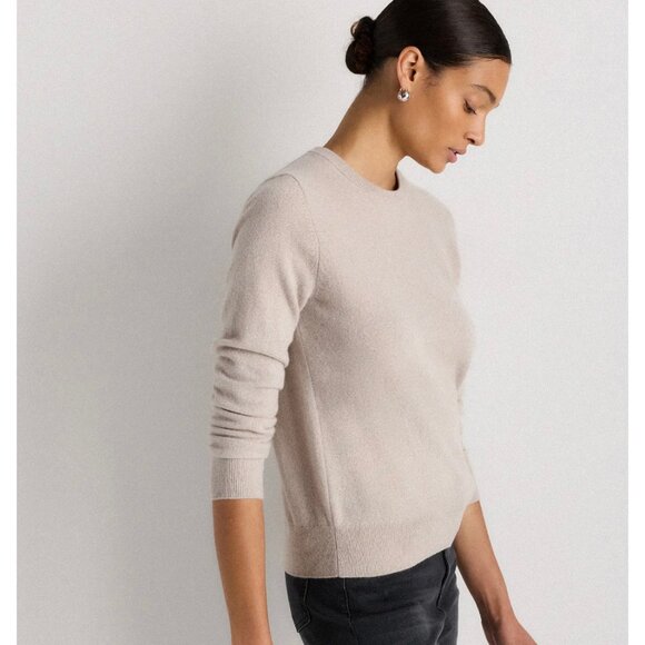 Quince Mongolian Cashmere Crewneck Sweater Heather Cloud Beige - Medium - Picture 2 of 6